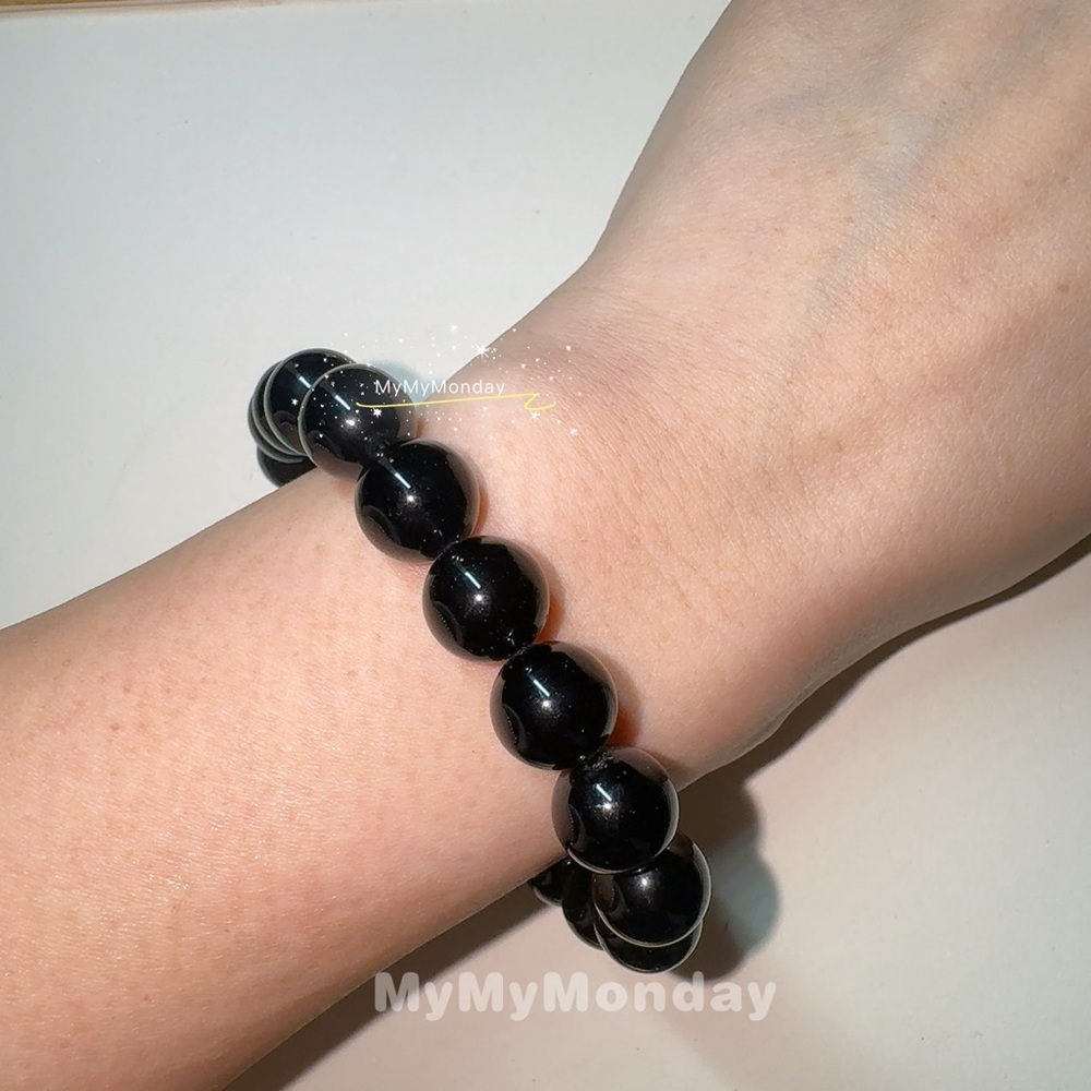 Black Obsidian Bracelet 10mm - Picture 4 of 6